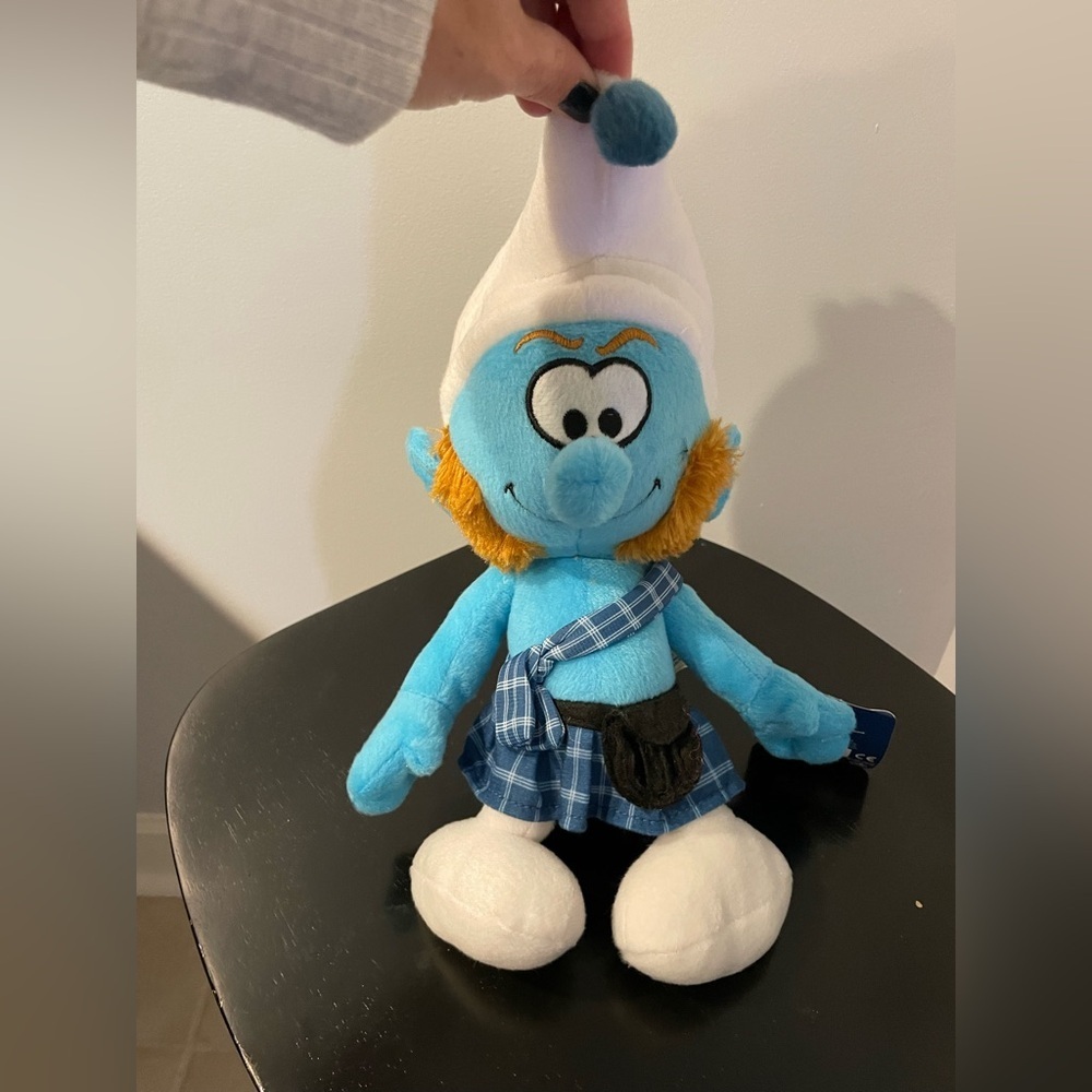 SMURFS GUTSY Smurf Irish Scottish plaid Blue Plush Kilt 17 inches